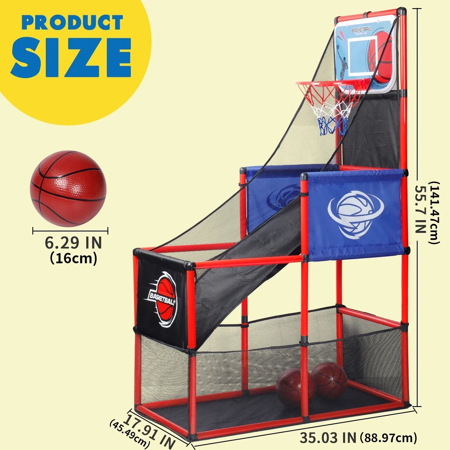 Arcade basketball game set with hoop, balls and red frame with blue padding by FLIPSTYLEZLLC on Tampa Home & Garden Store