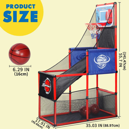 Arcade basketball game set with hoop, balls and red frame with blue padding by FLIPSTYLEZLLC on Tampa Home & Garden Store