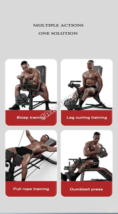 UpTrend Deals adjustable weightlifting bench with red padding; four exercise panels on Tampa Home & Garden Store
