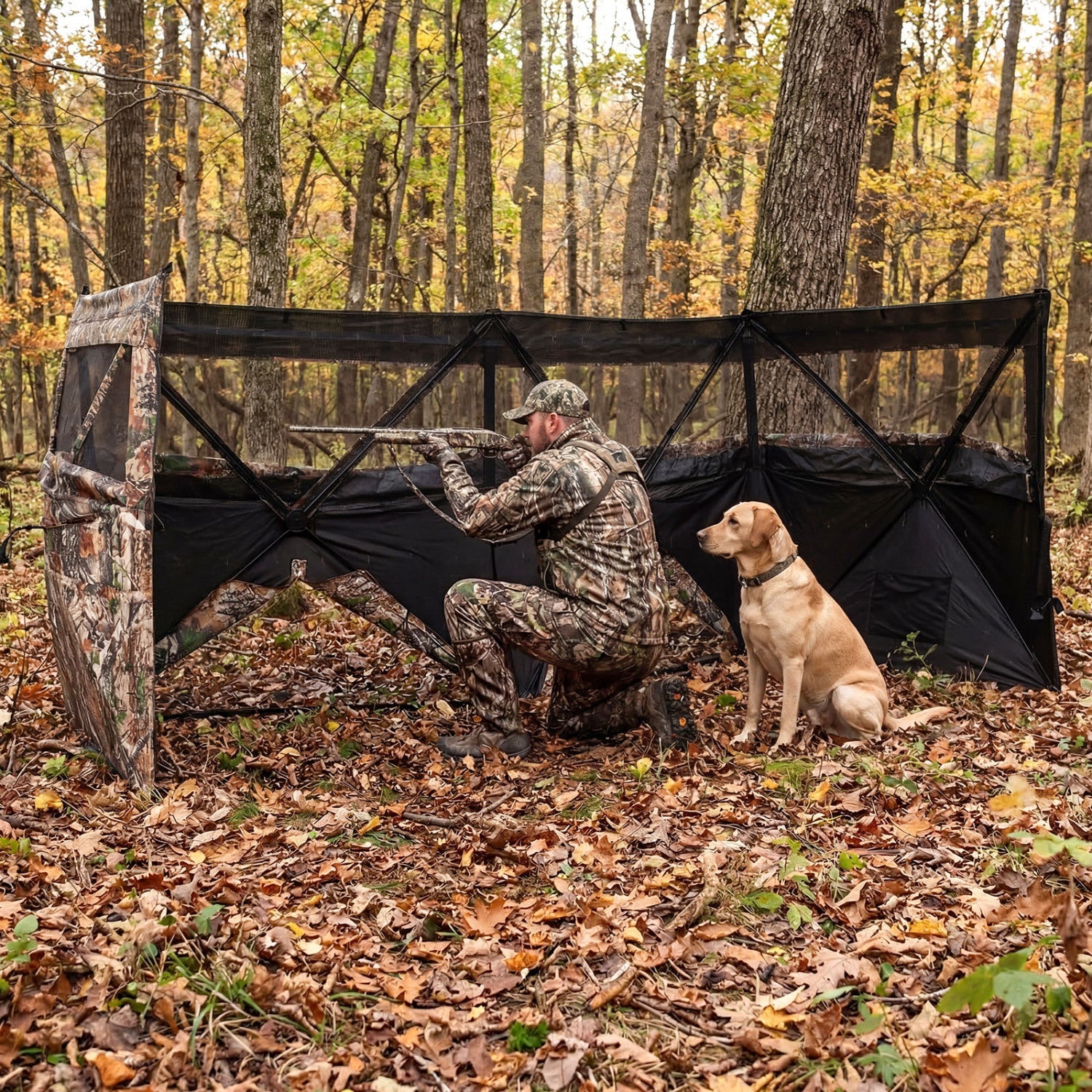 See-Through Hunting Blind Panel with Dog Door GemGear camo pop-up waterflow blind for 1-3 people on Tampa Home & Garden Store