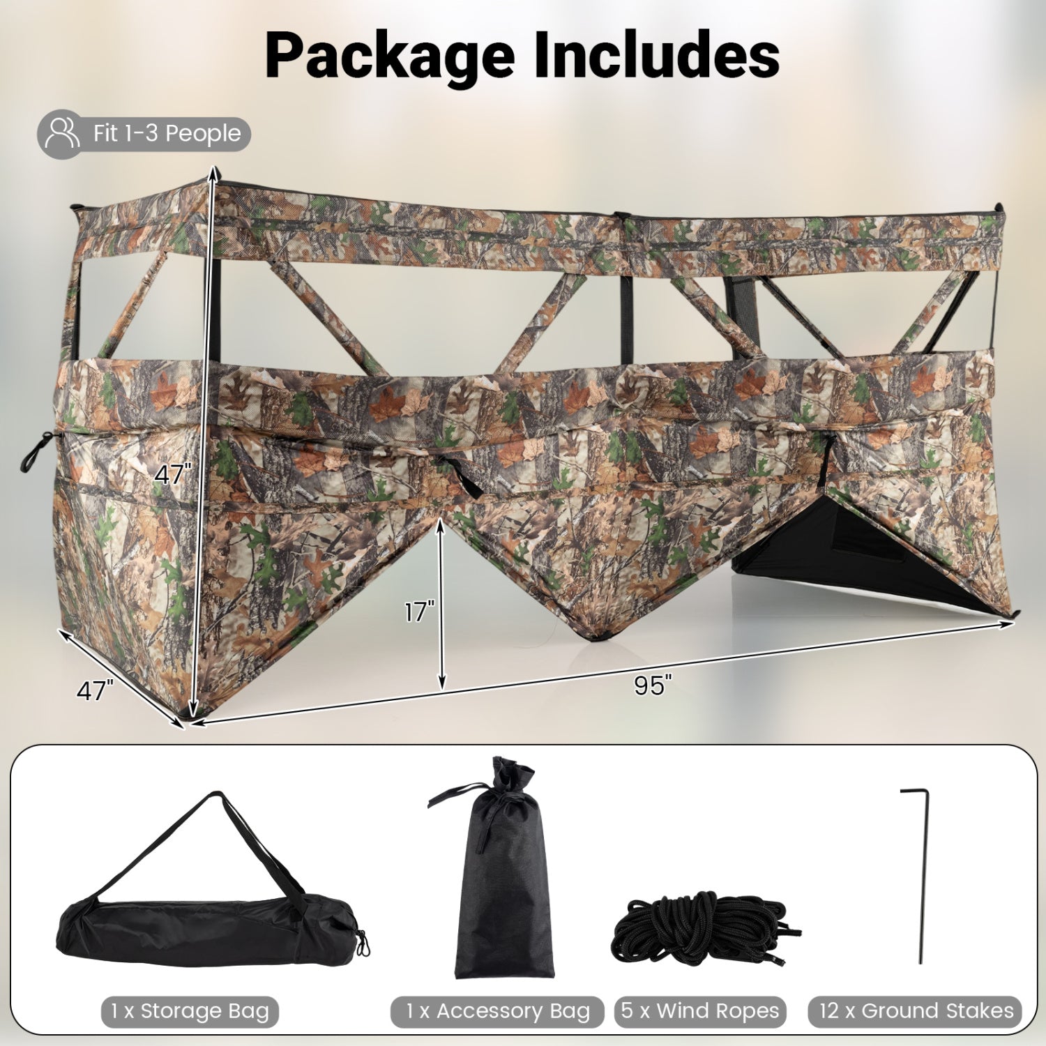 GemGear camo see-through hunting blind panel for 1-3 people with dog door, pop-up waterflow style on Tampa Home & Garden Store