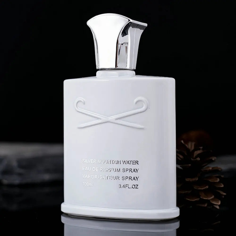 Silcy Skin white perfume spray bottle with cross motif, silver cap, 100ml women floral scent on Tampa Home & Garden Store