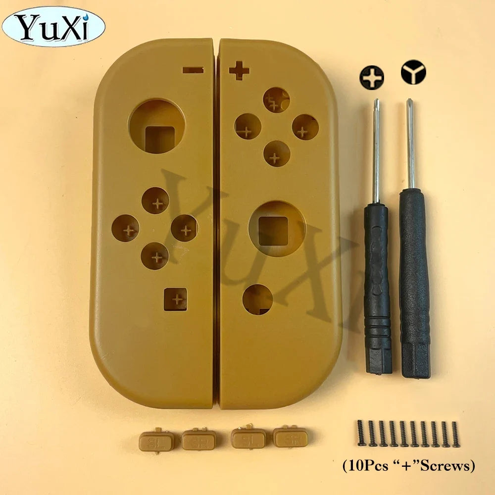 YuXi tan Nintendo Switch Joy-Con shell frame set; front/back housings, LR SL SR buttons, screws on Tampa Home & Garden Store