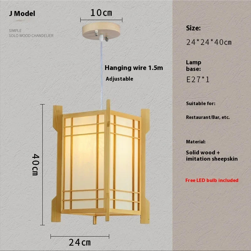 Solid wooden pendant light with natural frame and Japanese panels, E27, 24x24x40 cm Perfecsy on Tampa Home & Garden Store
