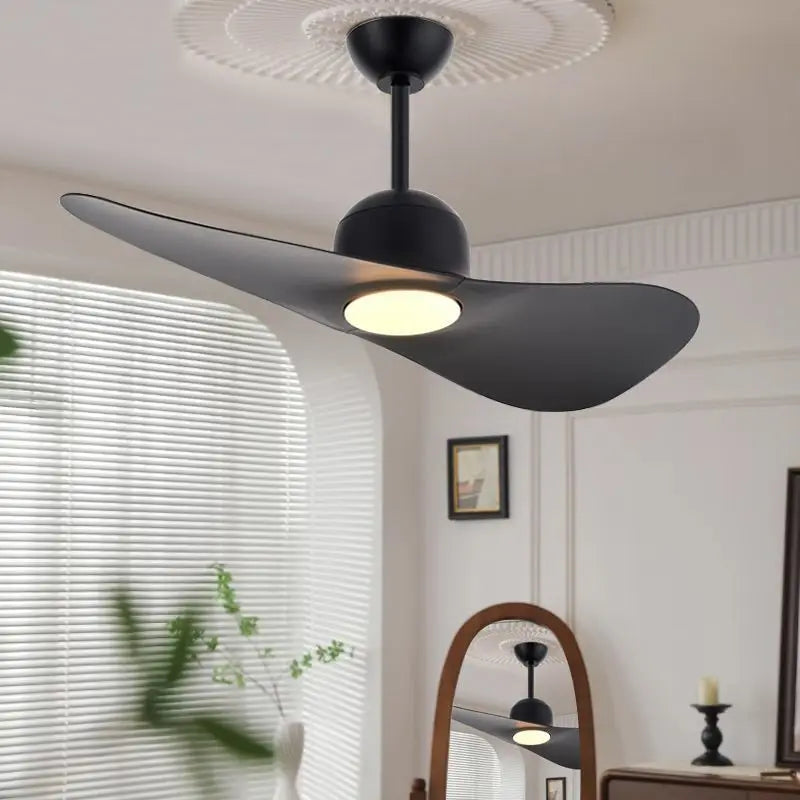 DecorBites double leaf ceiling fan with black blades and built in light silent operation on Tampa Home & Garden Store