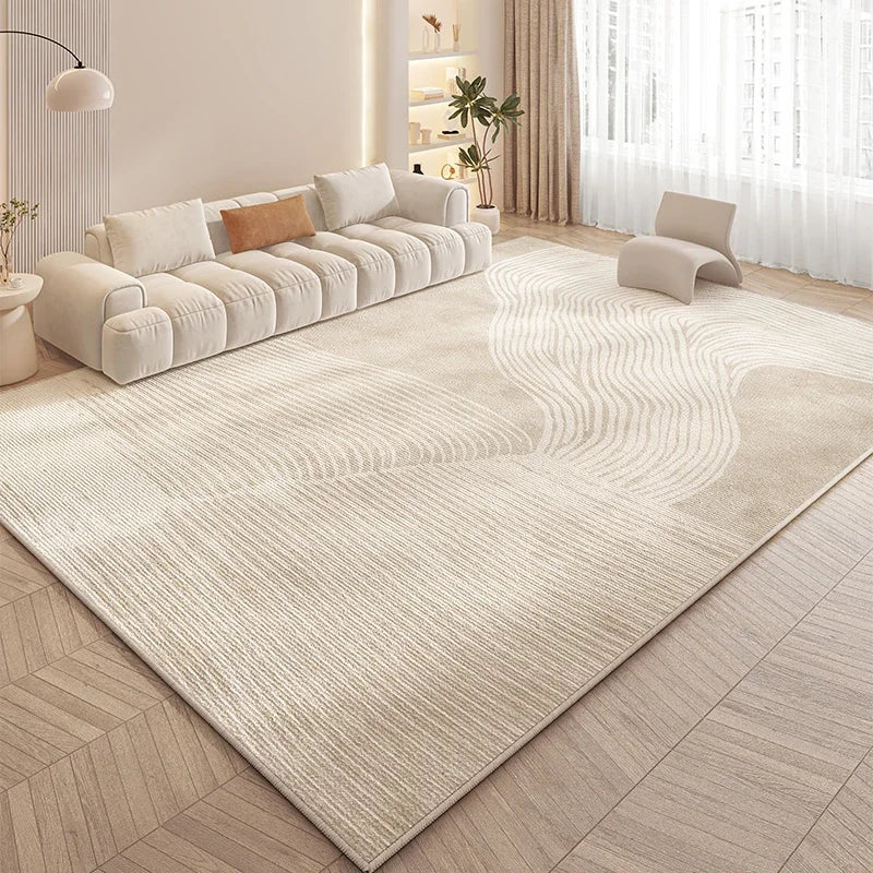 VIKAMA minimalist cream-style area rug for large living room, soft cream carpeting by Perfecsy on Tampa Home & Garden Store