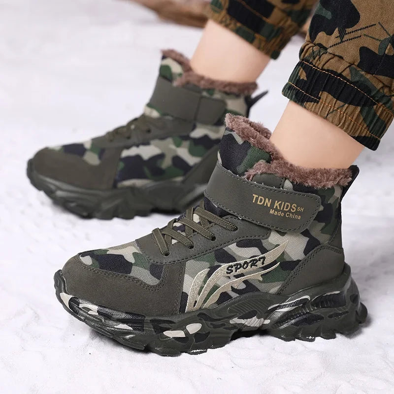 Kids Winter Snow Boots camouflage print, plush fur lining, rugged anti-slip sole, UpTrend Deals on Tampa Home & Garden Store