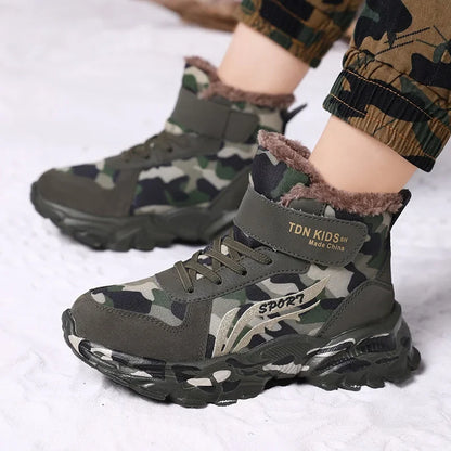 Kids Winter Snow Boots camouflage print, plush fur lining, rugged anti-slip sole, UpTrend Deals on Tampa Home & Garden Store