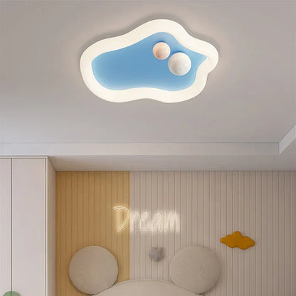 DecorBites Kids Room Cloud Ceiling Light, blue inner panel with white rim & dual bulbs on Tampa Home & Garden Store