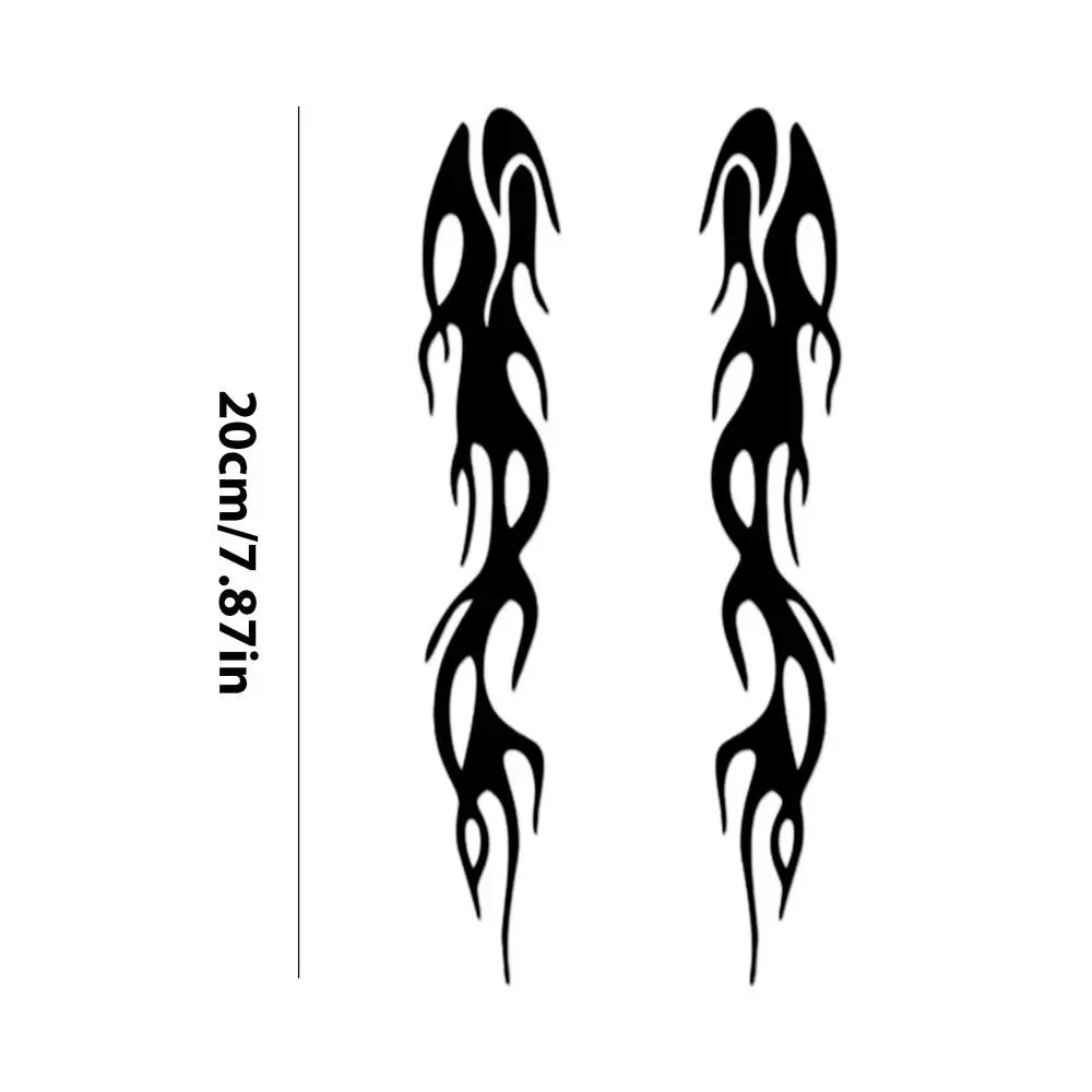 Motorcycle reflective flame sticker pair in black, waterproof BikerZoneZ on Tampa Home & Garden Store