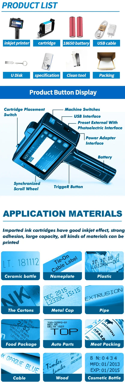Portable handheld inkjet printer by UpTrend Deals, 25.4mm TIJ for logos, LCD & USB on Tampa Home & Garden Store