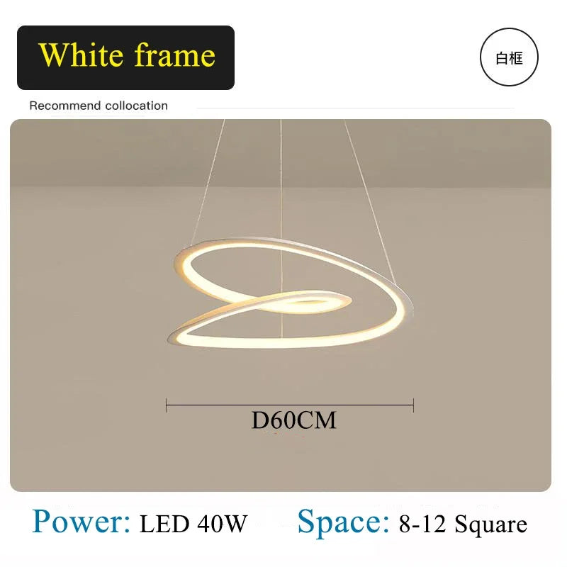 DecorBites Kepler round LED chandelier white pendant lamp with rings, 60 cm dia on Tampa Home & Garden Store