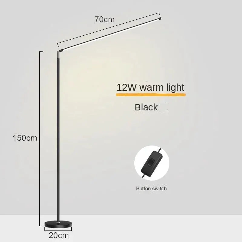 DecorBites LED floor lamp with 150 cm tall black metal stand and 70 cm light bar 12W warm light on Tampa Home & Garden Store