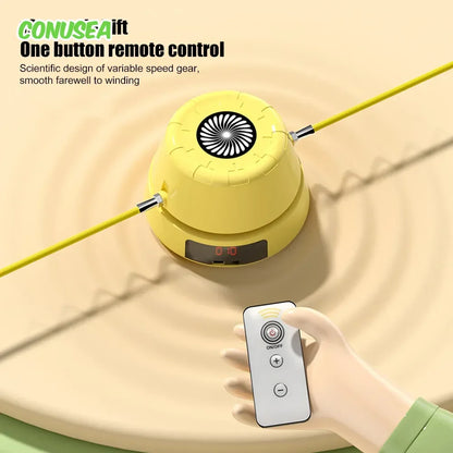 FLIPSTYLEZLLC electric rope skipping machine with remote control, yellow base, digital counter on Tampa Home & Garden Store