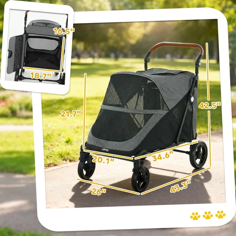 Dog Stroller Large Dogs Up to 66 LBS by Furr Baby Gifts in gray mesh on Tampa Home & Garden Store
