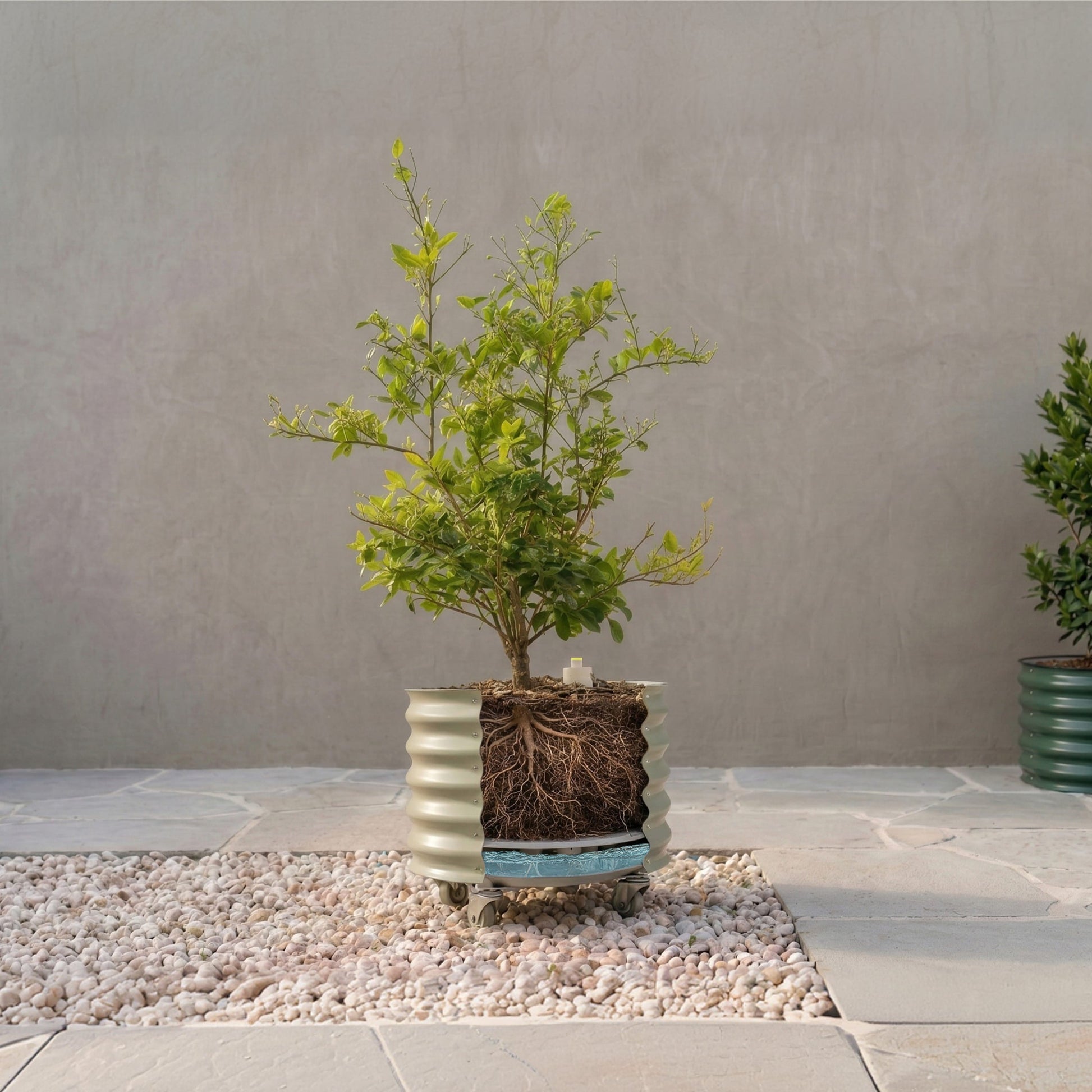 rolling self watering planter Self-Watering Rolling Citrus Tree Planter, Pearl White / Single Pack