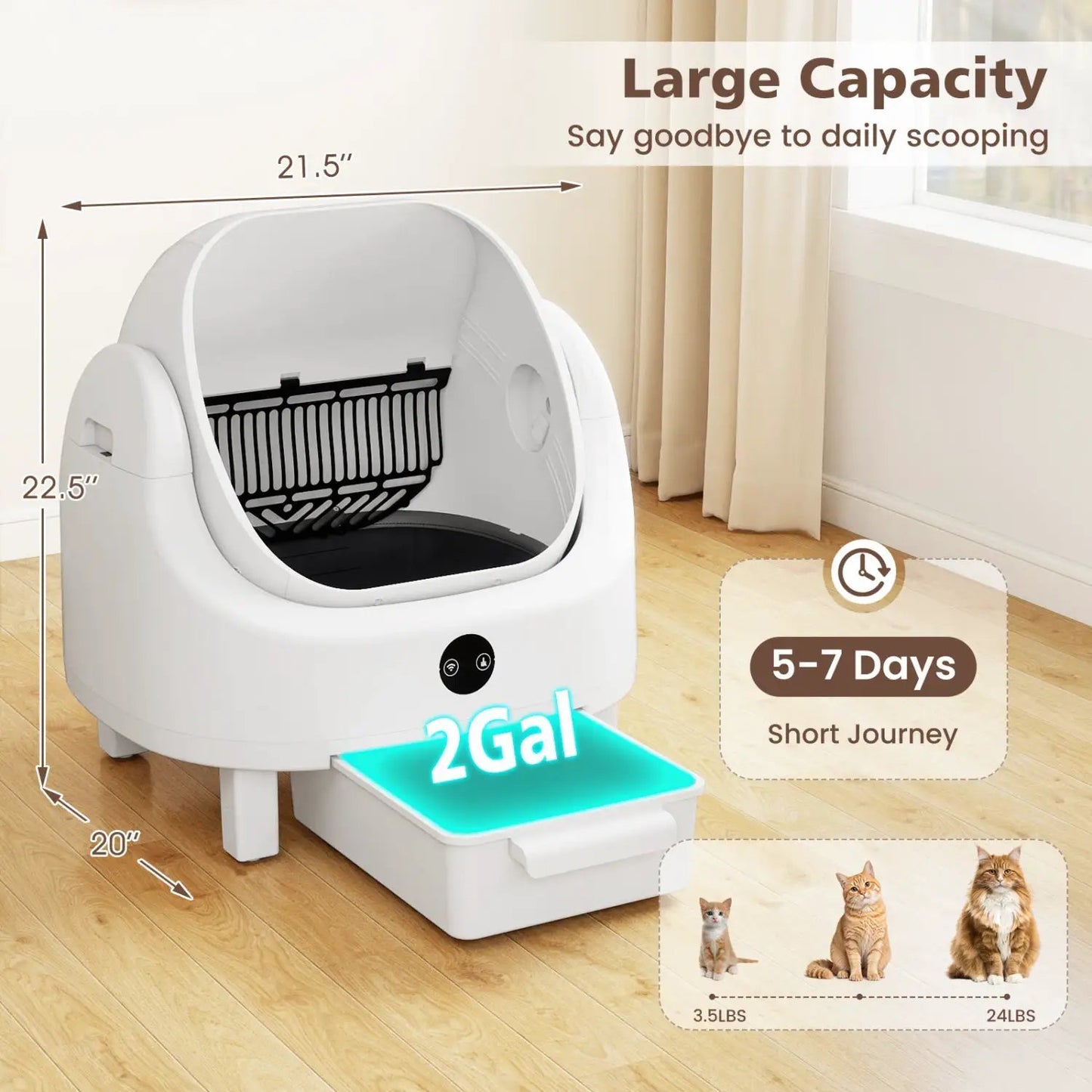 Self-Cleaning Cat Litter Box With App Control