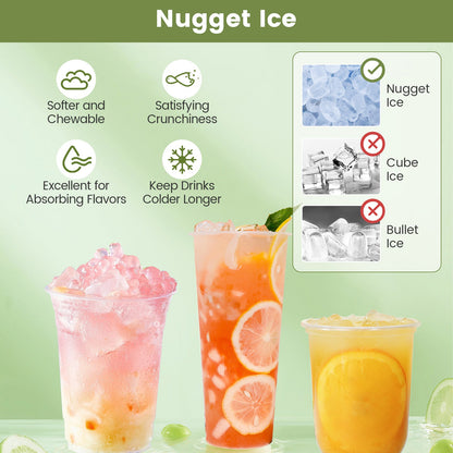 Máquina de hielo nugget de mostrador con dispensador automático, con cubitos de hielo suaves masticables - Plateada
