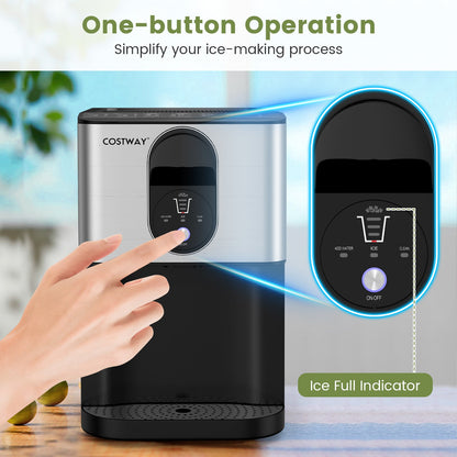 Máquina de hielo nugget de mostrador con dispensador automático, con cubitos de hielo suaves masticables - Plateada