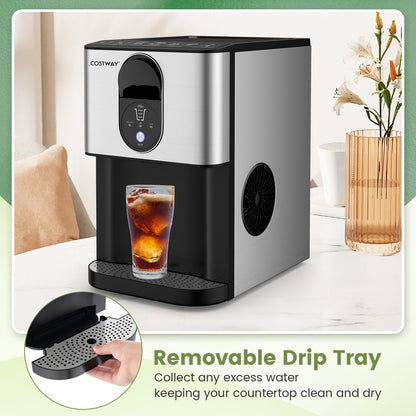 Máquina de hielo nugget de mostrador con dispensador automático, con cubitos de hielo suaves masticables - Plateada