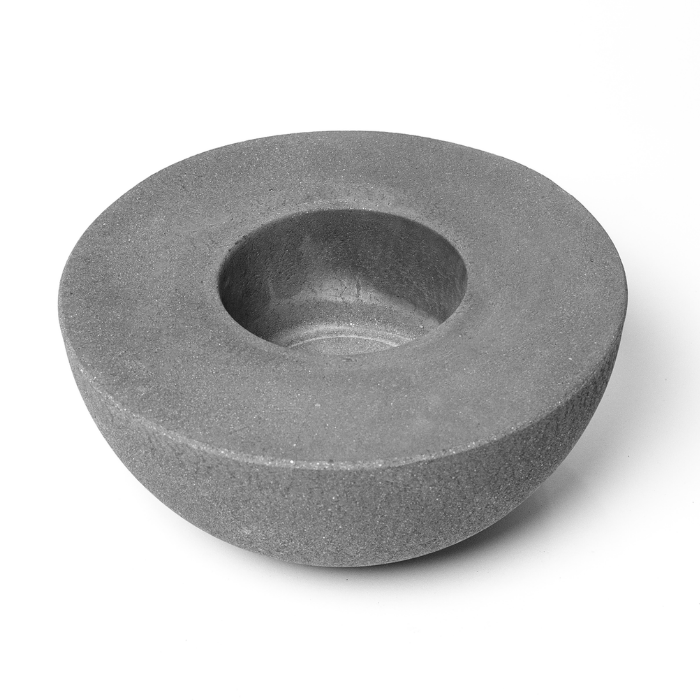 Concrete semi-round fire pit by City Bonfires, gray outdoor decor on Tampa Home & Garden Store