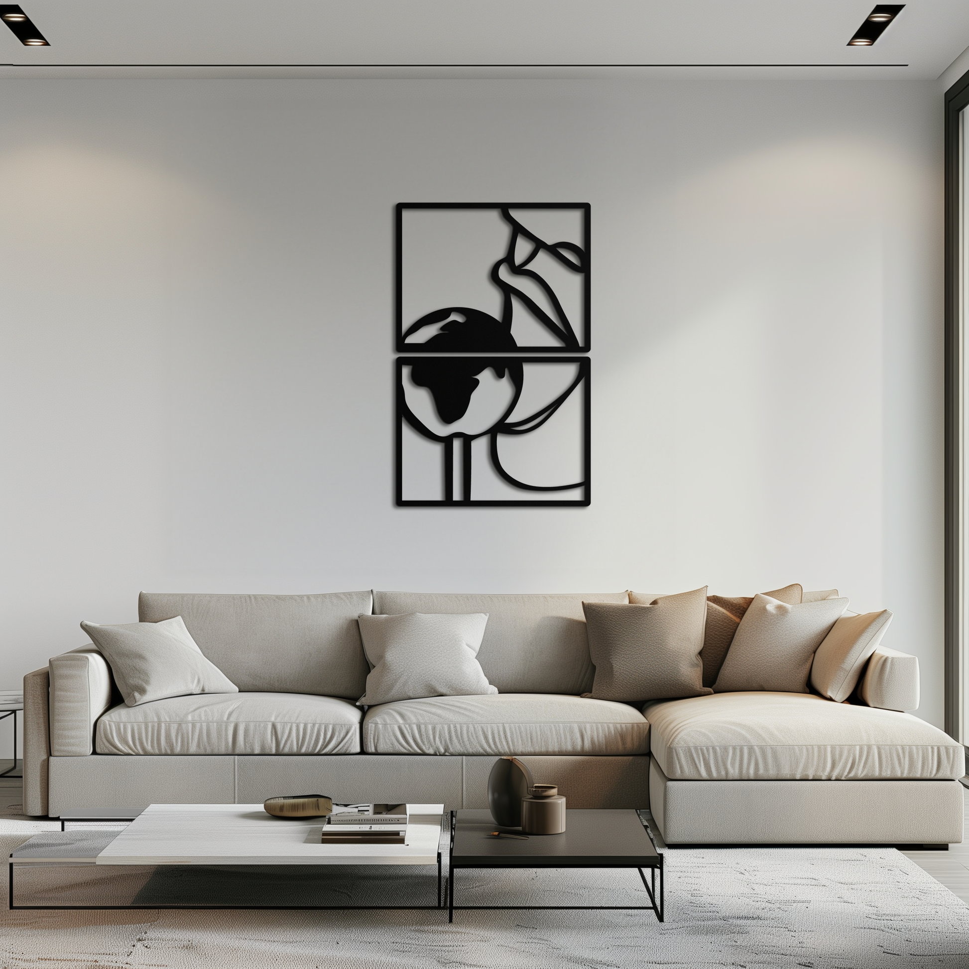 Sensual Earth Kiss Metal Wall Art – Modern Two-Panel Minimalist Decor- KAF564 - Tampa Home & Garden Store
