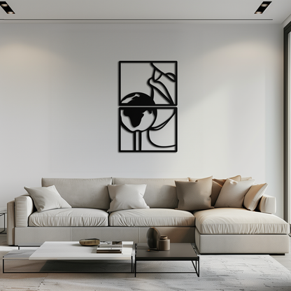Sensual Earth Kiss Metal Wall Art – Modern Two-Panel Minimalist Decor- KAF564 - Tampa Home & Garden Store