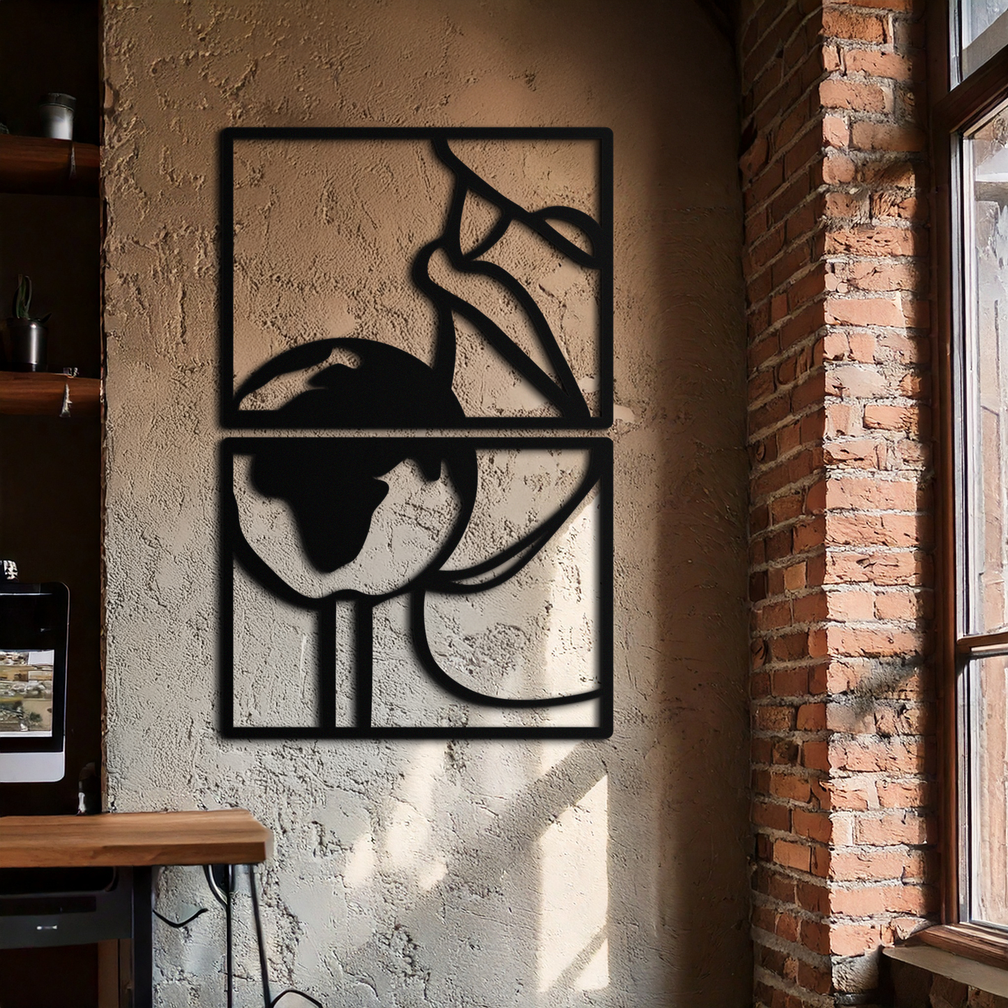 Sensual Earth Kiss Metal Wall Art – Modern Two-Panel Minimalist Decor- KAF564 - Tampa Home & Garden Store