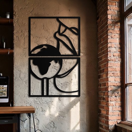 Sensual Earth Kiss Metal Wall Art – Modern Two-Panel Minimalist Decor- KAF564 - Tampa Home & Garden Store