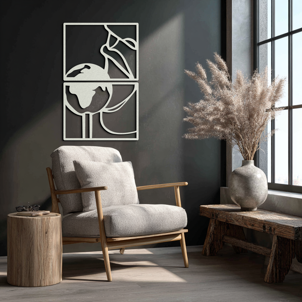 Sensual Earth Kiss Metal Wall Art – Modern Two-Panel Minimalist Decor- KAF564 - Tampa Home & Garden Store