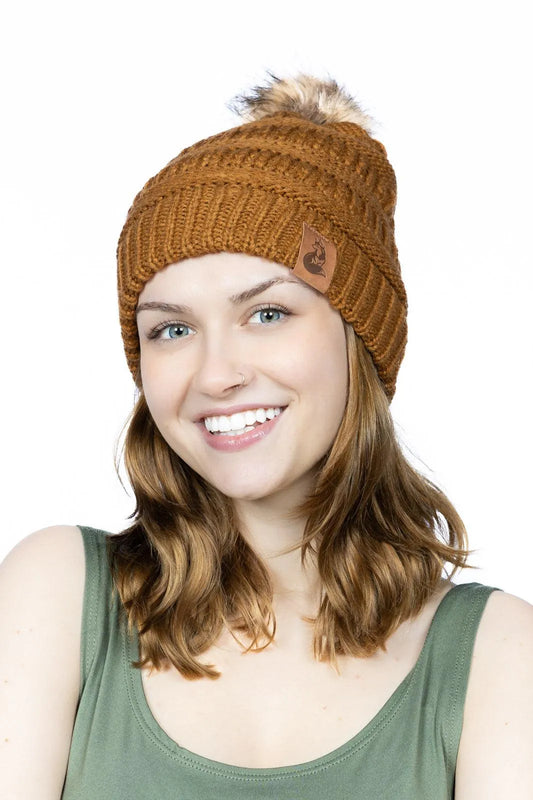 Sequoia Ribbed Knit Hat with Pom - Tampa Home & Garden Store