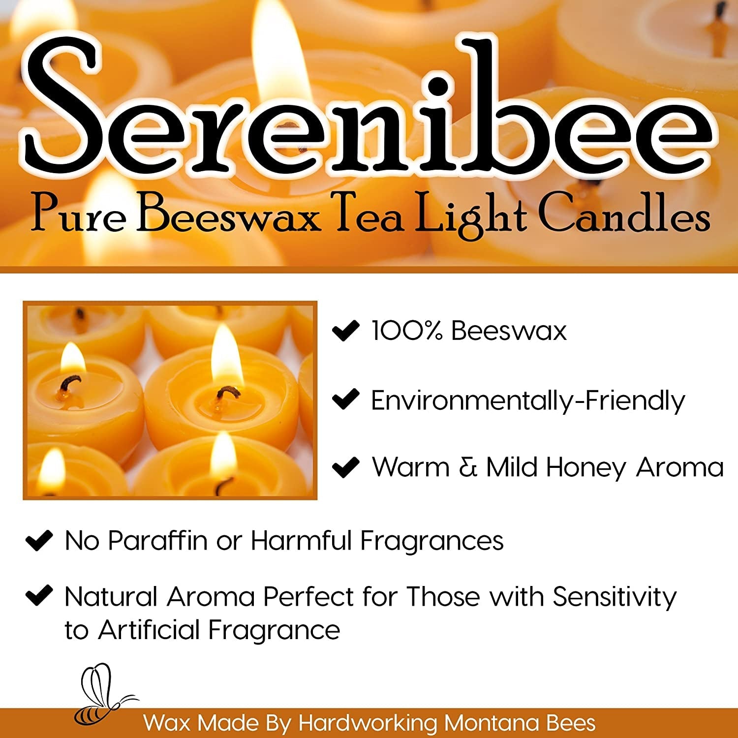 Serenibee 100% Pure Montana Beeswax Tealight Candles – Handmade, Unscented, Eco-Friendly with Reusable Steel Cup & Cotton Gift Bag (Set of 1 or More) - Tampa Home & Garden Store