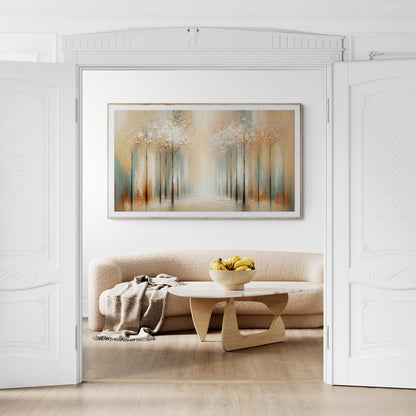 Canvas print Serenity Bloom by Tailored Canvases, gold frame forest floral scene on Tampa Home & Garden Store