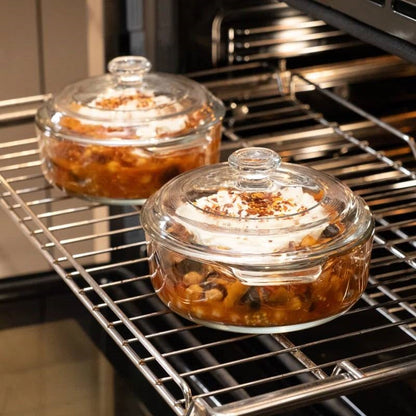 Set of 2 - 1-Quart Glass Dutch Oven Casserole Bakeware Baking Dishes with Lids - Tampa Home & Garden Store