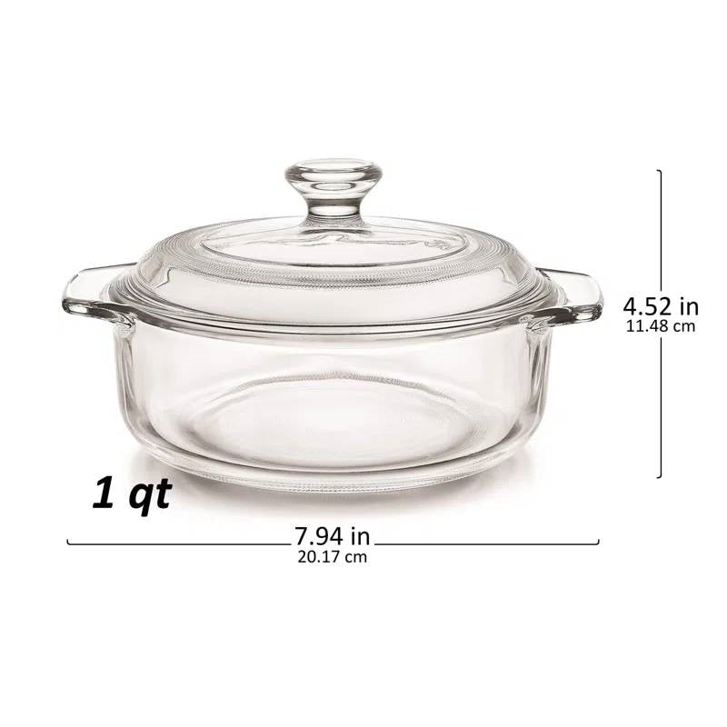 Set of 2 - 1-Quart Glass Dutch Oven Casserole Bakeware Baking Dishes with Lids - Tampa Home & Garden Store