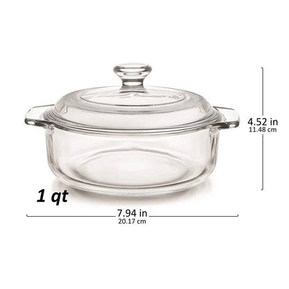 Set of 2 - 1-Quart Glass Dutch Oven Casserole Bakeware Baking Dishes with Lids - Tampa Home & Garden Store