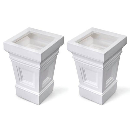 Set of 2 - 24 inch High Self Watering Planter Box in White Plastic Resin - Tampa Home & Garden Store