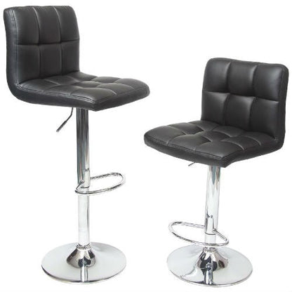 Set of 2 - Adjustable Height Bar Stool with Black Faux Leather Cushion Seat - Tampa Home & Garden Store
