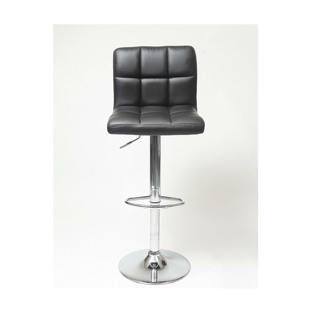 Set of 2 - Adjustable Height Bar Stool with Black Faux Leather Cushion Seat - Tampa Home & Garden Store