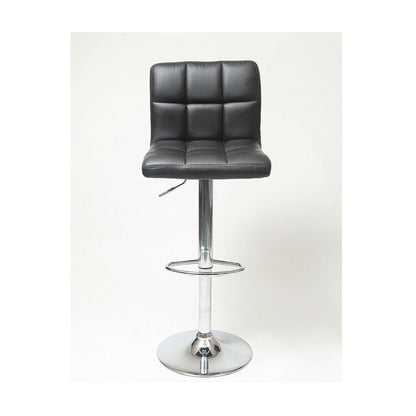 Set of 2 - Adjustable Height Bar Stool with Black Faux Leather Cushion Seat - Tampa Home & Garden Store