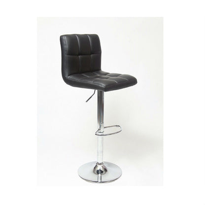 Set of 2 - Adjustable Height Bar Stool with Black Faux Leather Cushion Seat - Tampa Home & Garden Store