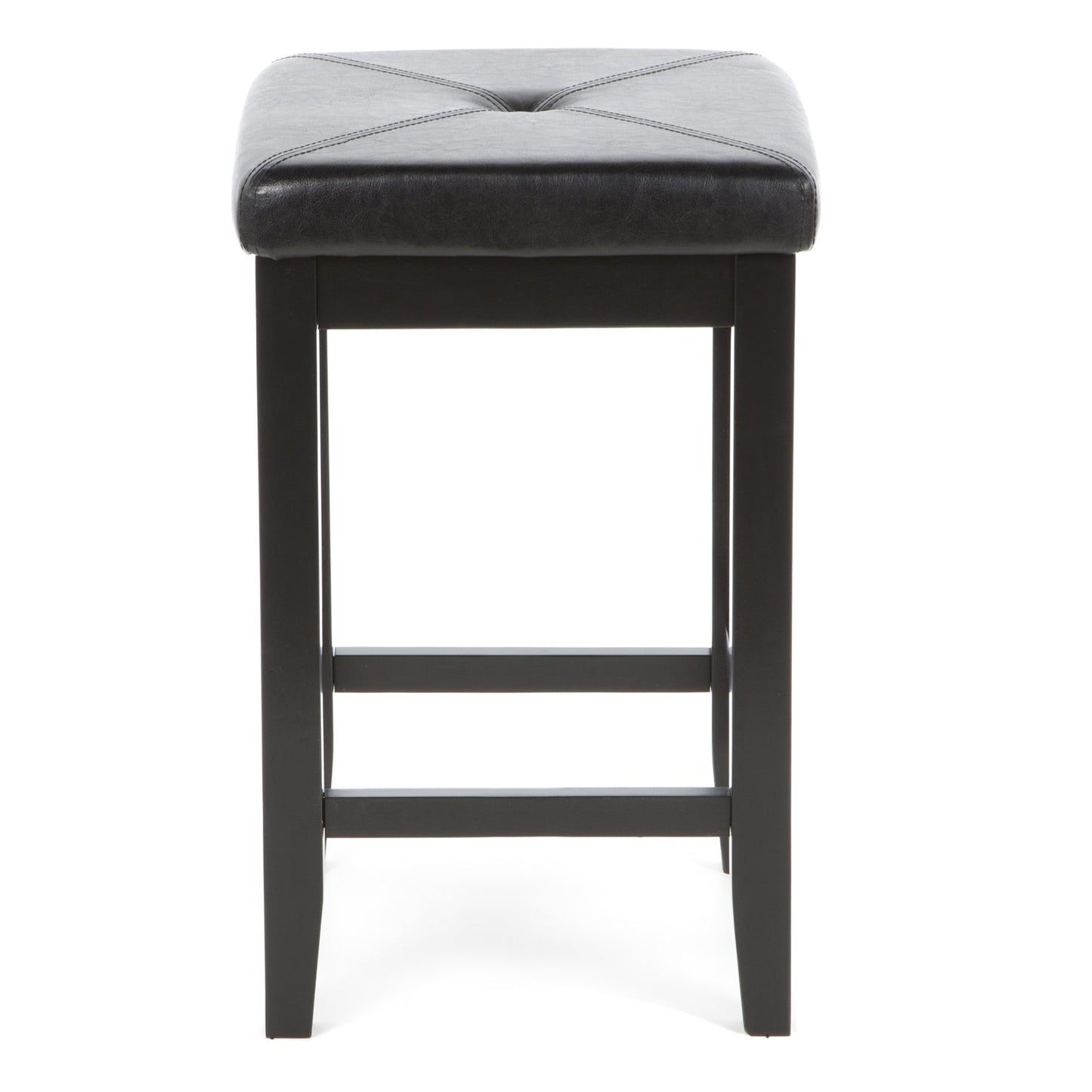 Set of 2 - Black 24-inch Backless Barstools with Faux Leather Seat - Tampa Home & Garden Store