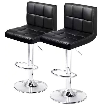Set of 2- Black Faux Leather Barstool with Low Back Swivel Seat - Tampa Home & Garden Store