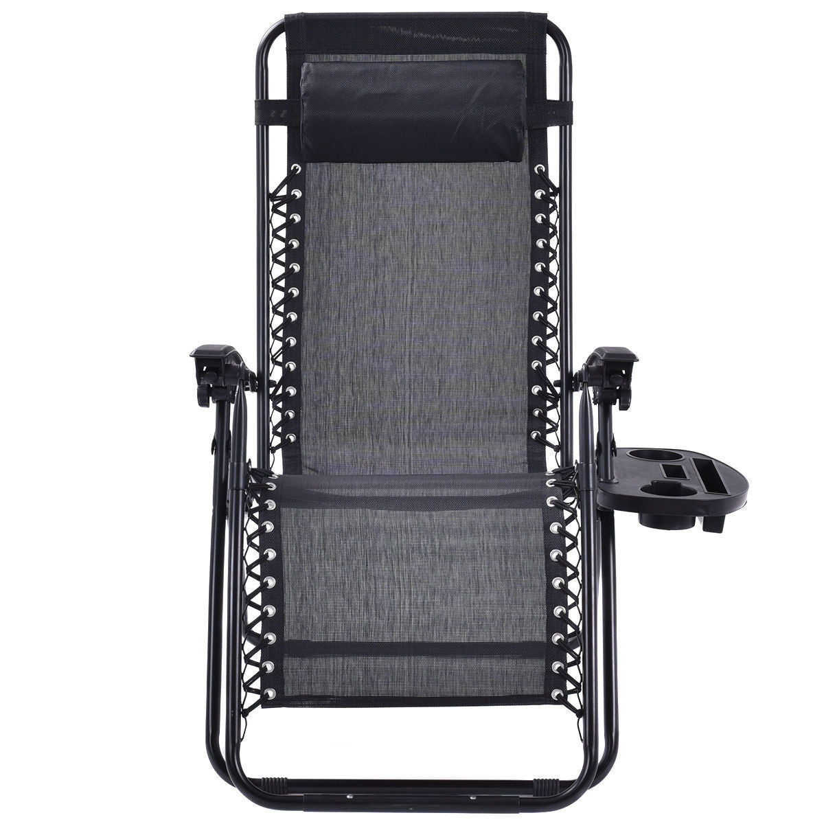 Set of 2 Black Folding Outdoor Zero Gravity Lounge Chair Recliner - Tampa Home & Garden Store