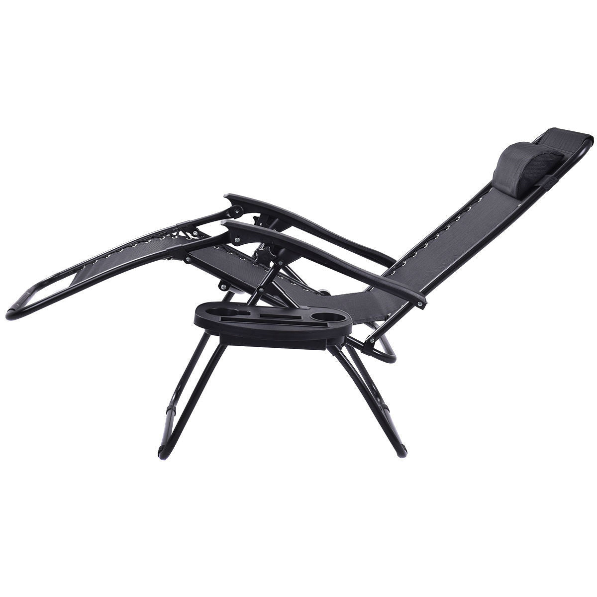 Set of 2 Black Folding Outdoor Zero Gravity Lounge Chair Recliner - Tampa Home & Garden Store