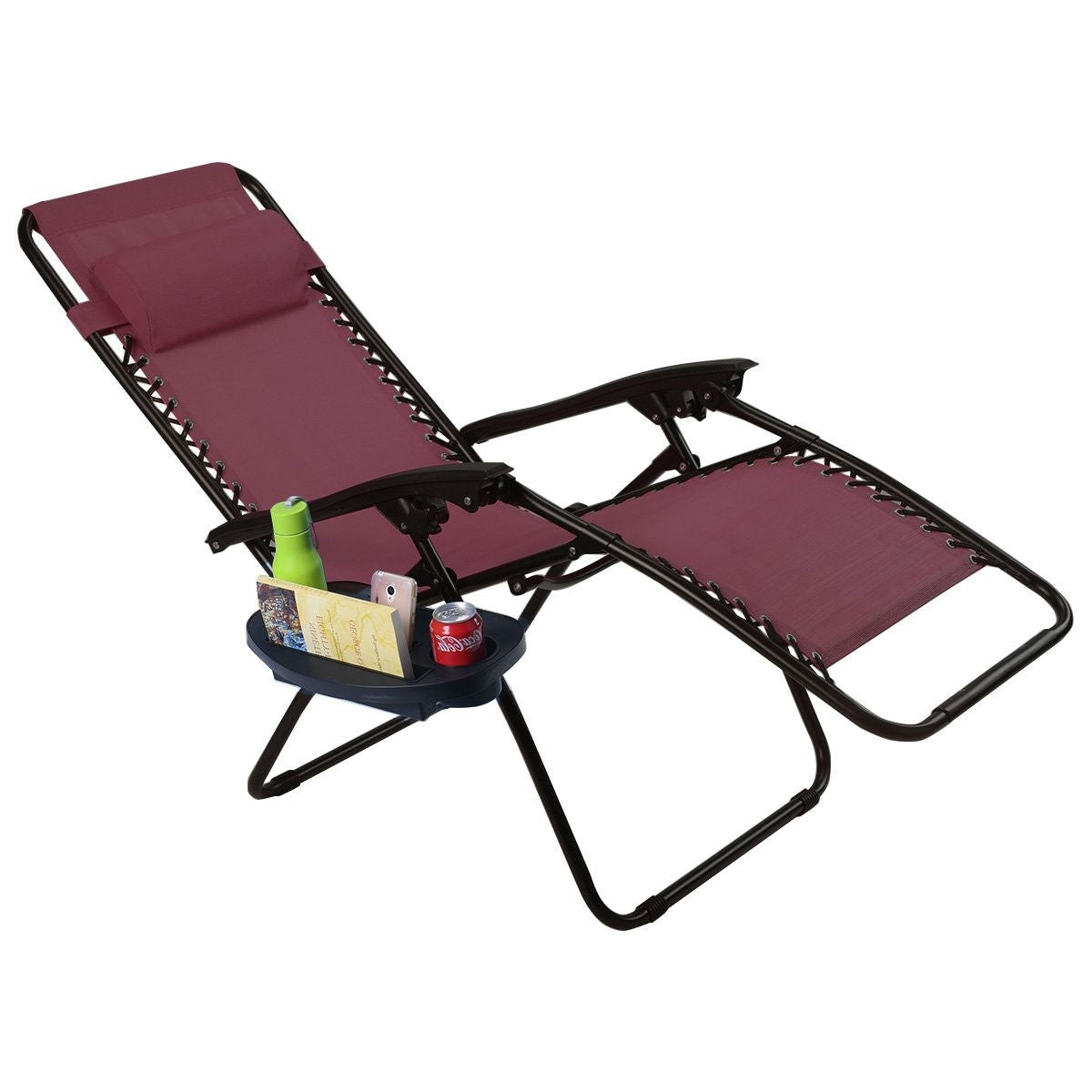 Set of 2 Burgundy Wine Red Folding Outdoor Zero Gravity Lounge Chair - Tampa Home & Garden Store