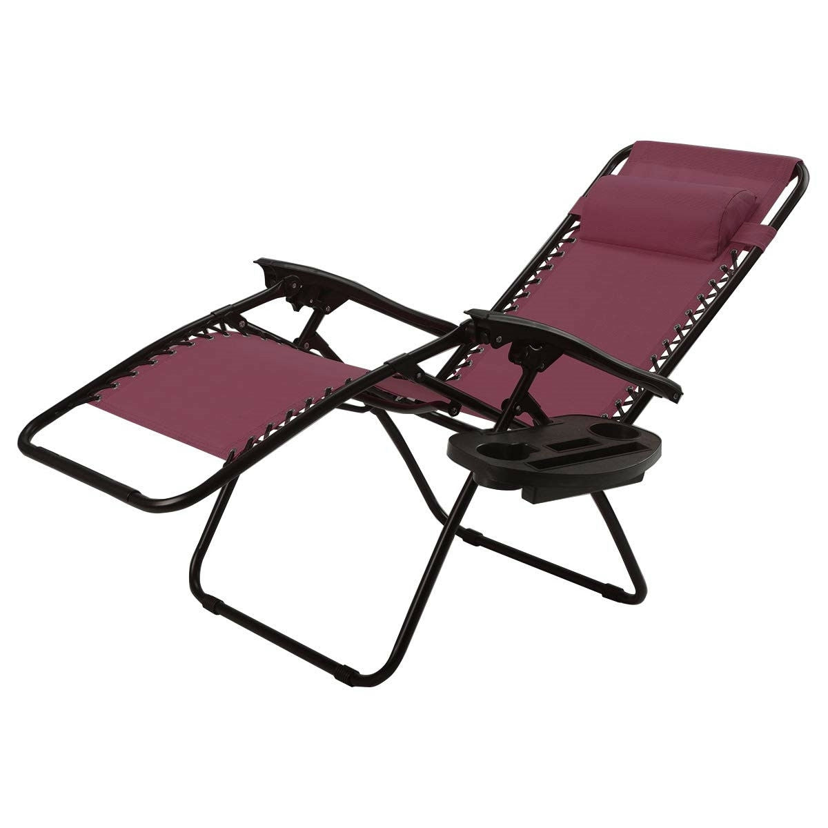 Set of 2 Burgundy Wine Red Folding Outdoor Zero Gravity Lounge Chair - Tampa Home & Garden Store