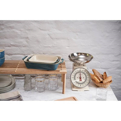 Set of 2 - Ceramic Stoneware Baking Dish Set in Blue Green Turquoise Ivory - Tampa Home & Garden Store