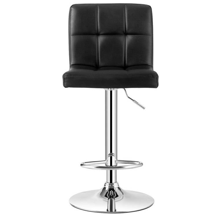 Set of 2 Modern Adjustable Height Bar Stools with Black PU Leather Swivel Seat - Tampa Home & Garden Store
