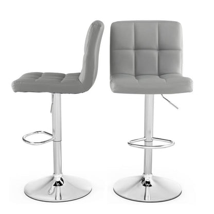 Set of 2 Modern Adjustable Height Barstools w/ Comfortable Grey PU Leather Seat - Tampa Home & Garden Store